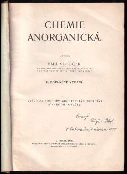 Emil Votoček: Chemie anorganická