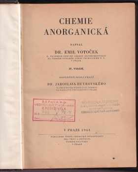 Emil Votoček: Chemie anorganická