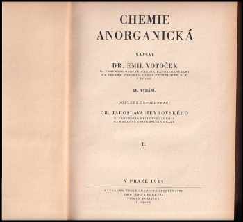 Emil Votoček: Chemie anorganická I + II.
