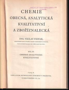 Václav Feifar: Chemie obecná, analytická kvalitativní a zbožíznalecká