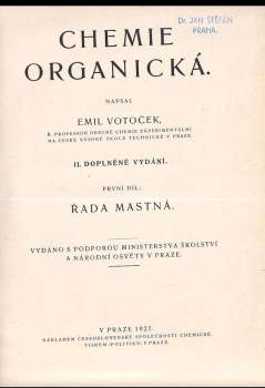 Emil Votoček: Chemie organická