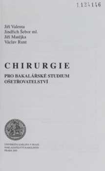 Chirurgie pro bakalářské studium ošetřovatelství