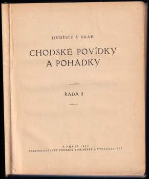 Jindřich Šimon Baar: Chodské povídky a pohádky