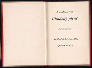 Antonín Klášterský: Chodský písně