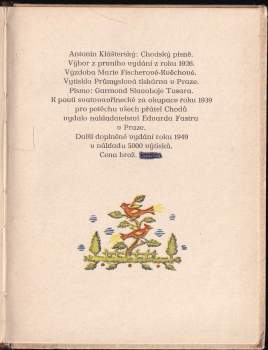 Antonín Klášterský: Chodský písně