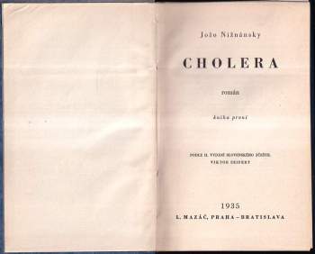 Jozef Nižnánsky: Cholera