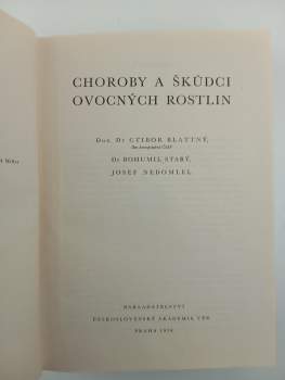Bohumil Starý: Choroby a škůdci ovocných rostlin