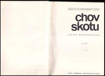 Josef Kopecký: Chov skotu