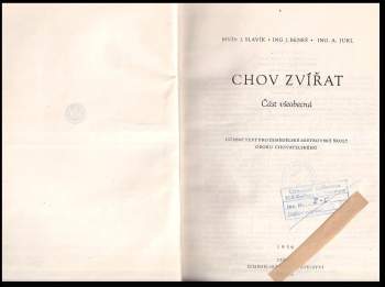 Josef Slavík: Chov zvířat