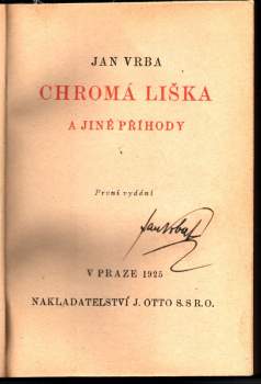 Jan Vrba: Chromá liška a jiné příhody