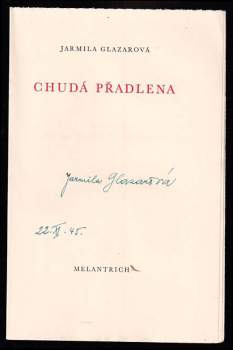 Jarmila Glazarová: Chudá přadlena