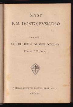 Fedor Michajlovič Dostojevskij: Chudí lidé a drobné povídky