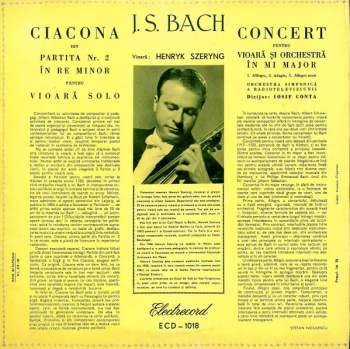 Johann Sebastian Bach: Ciacona / Concert Pentru Vioară Și Orchestră În Mi Major
