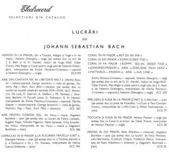 Johann Sebastian Bach: Ciacona / Concert Pentru Vioară Și Orchestră În Mi Major