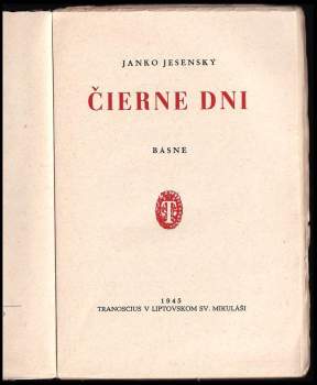 Janko Jesenský: Čierne dni