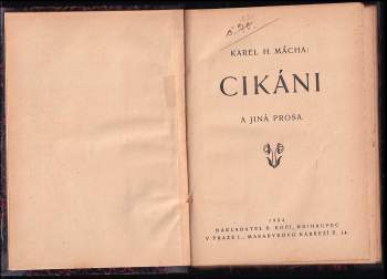 Karel Hynek Mácha: Cikáni a jiná prosa