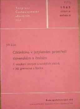 Jiří Lípa: Cikánština v jazykovém prostředí slovenském a českém