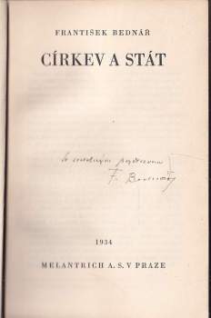 František Bednář: Církev a stát