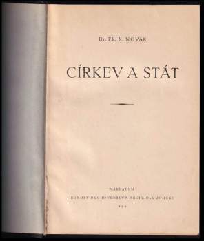 František Xaver Novák: Církev a stát