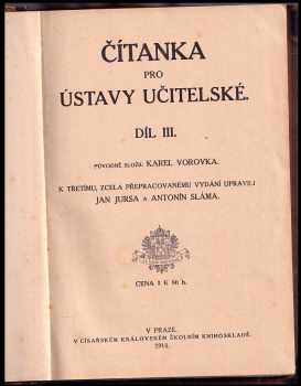 Karel Vorovka: Čítanka pro ústavy učitelské