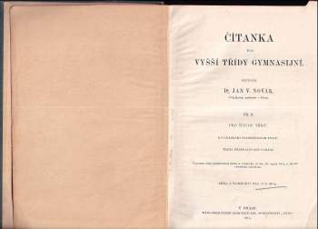 Jan Václav Novák: Čítanka pro vyšší třídy gymnasijní