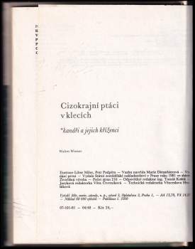 Walter Wiener: Cizokrajní ptáci v klecích