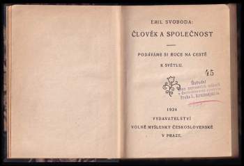 Emil Svoboda: Člověk a společnost