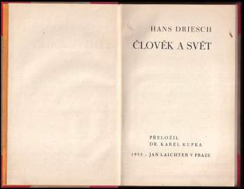 Hans Driesch: Člověk a svět