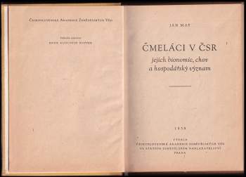 Jan May: Čmeláci v ČSR, jejich bionomie, chov a hospodářský význam