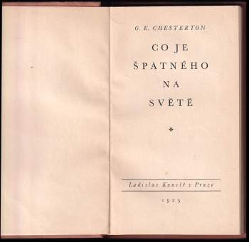 G. K Chesterton: Co je špatného na světě