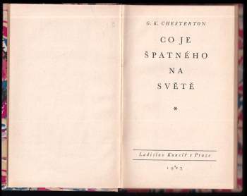 G. K Chesterton: Co je špatného na světě