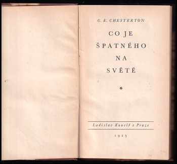 G. K Chesterton: Co je špatného na světě