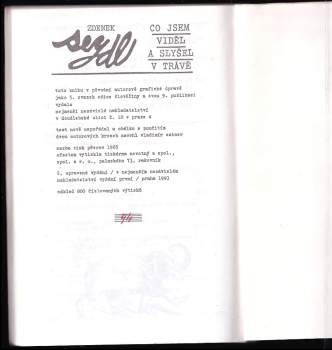 Zdenek Seydl: Co jsem viděl a slyšel v trávě