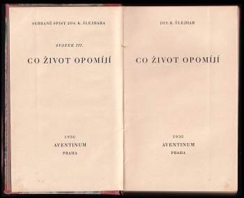 Josef Karel Šlejhar: Co život opomíjí