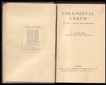 J Schwarz: Colloquial Czech. An easy course for beginners
