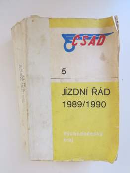 ČSAD jízdní řád 1989/1990 Východočeský kraj