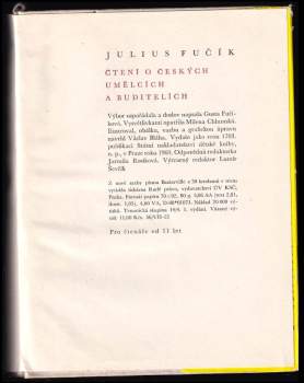 Julius Fučík: Čtení o českých umělcích a buditelích