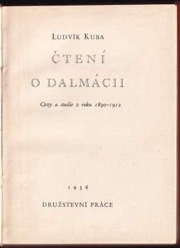 Ludvík Kuba: Čtení o Dalmácii