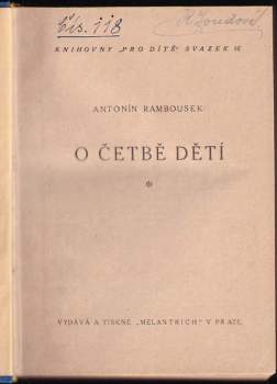 Petr Zenkl: Čtení o dětech I-II : Edice "Pro dítě", sv. 1-34 (chybí sv. 31.)