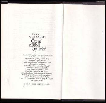 Ivan Olbracht: Čtení z Biblí kralické