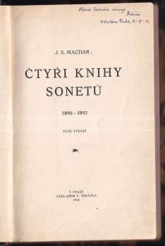 Josef Svatopluk Machar: Čtyři knihy sonetů