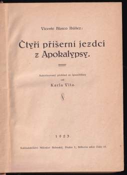 Vicente Blasco Ibáñez: Čtyři příšerní jezdci z Apokalypsy