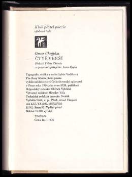 Omar Chajjám: Čtyřverší