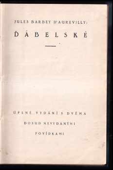 Jules Amédée Barbey d'Aurevilly: Ďábelské