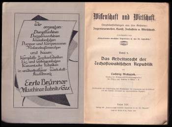 Ludwig Wokurek: Das Arbeitsrecht der Cechoslovakischen Republik - Band 4