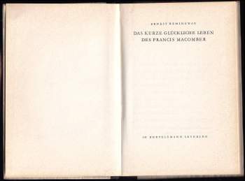 Ernest Hemingway: Das Kurze Glückliche Leben Des Francis