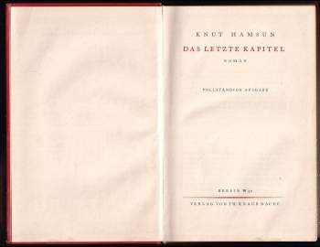 Knut Hamsun: Das letzte Kapitel