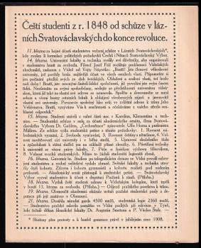 Ješek Hofman: Data a dokumenty studenstskkého života v revolučním roce 1848