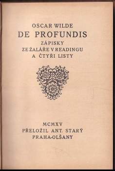 Oscar Wilde: De profundis