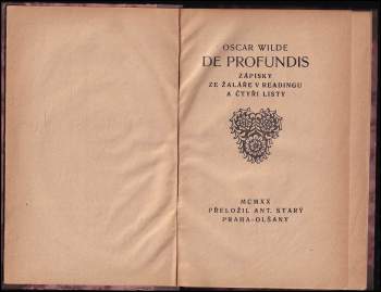 Oscar Wilde: De profundis